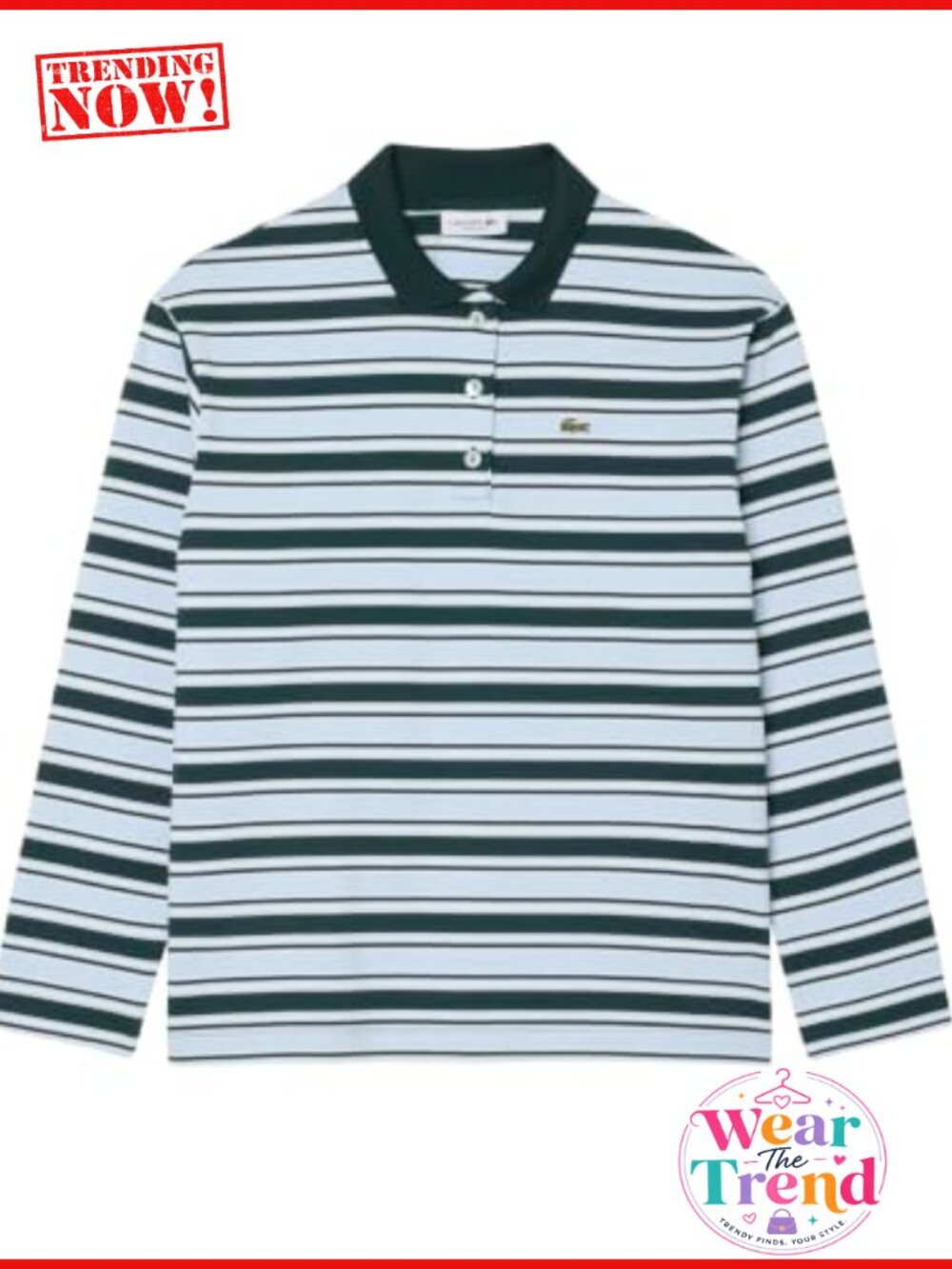 Oversized Striped Long Sleeve Polo Shirt Organic Cotton